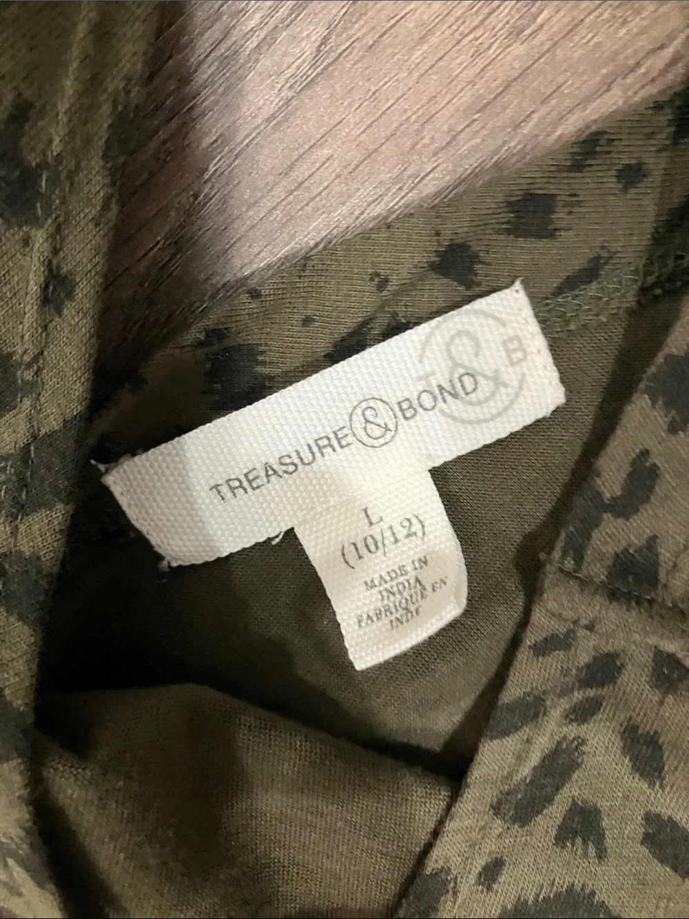 Treasure & Bond Olive and Black Leopard-Spot Jumpsuit, Like New, Size 10/12